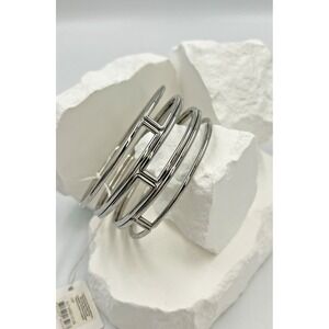 Calvin Klein Silver Tone Geometric Metal Bracelet Size Small NWT and Box